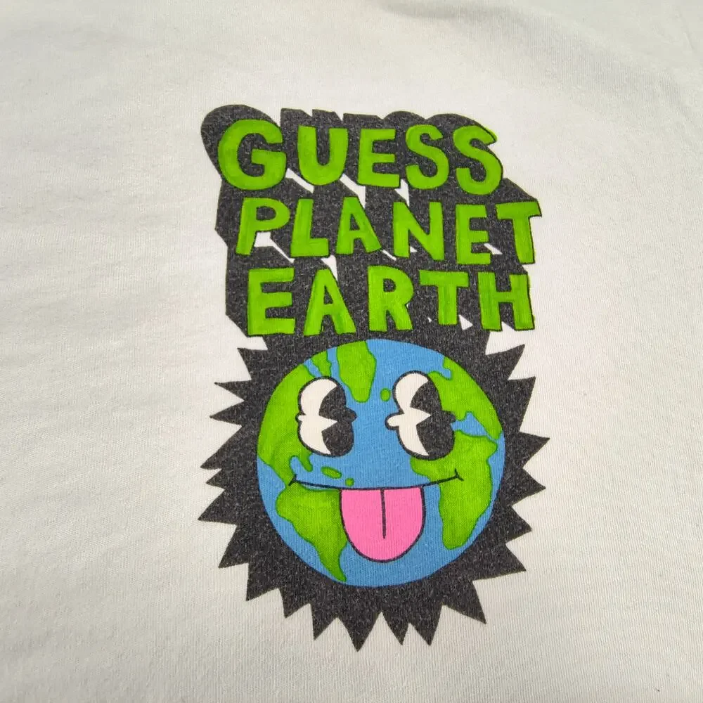 Guess Planet Earth Graphic Short Sleeve Crew Neck Shirt Mens Size Large L White - Picture 4 of 9